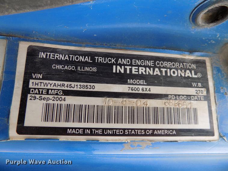 image for item DD3663 2005 International 7600 pump truck