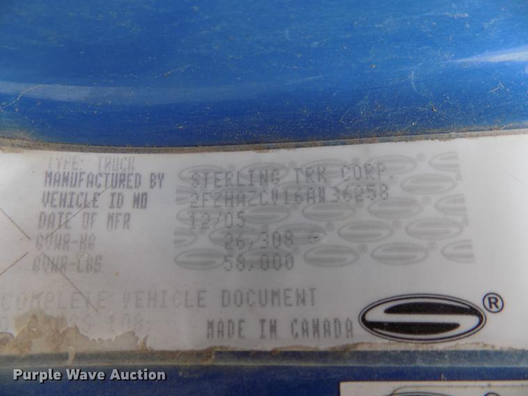 image for item DD3665 2006 Sterling L-Line cement pump truck