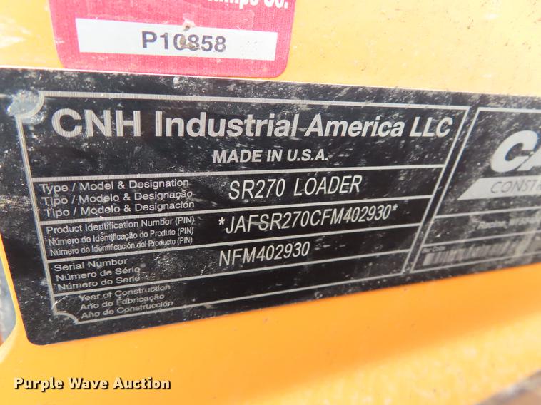 image for item DF7714 2015 Case SR270 skid steer