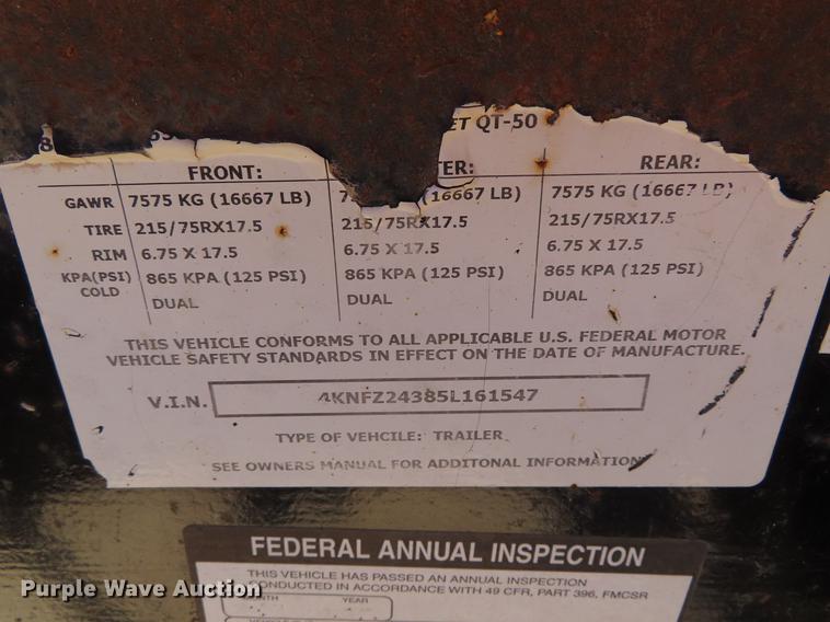 image for item DF7728 2005 Towmaster QT-50 equipment trailer