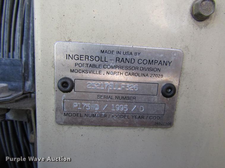 image for item DF7854 1995 Ingersoll Rand P175WD air compressor