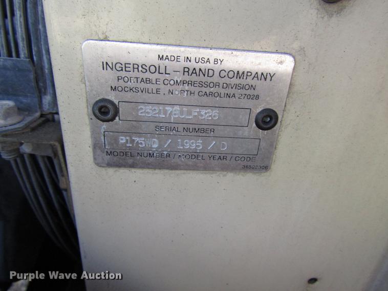 image for item DF7854 1995 Ingersoll Rand P175WD air compressor