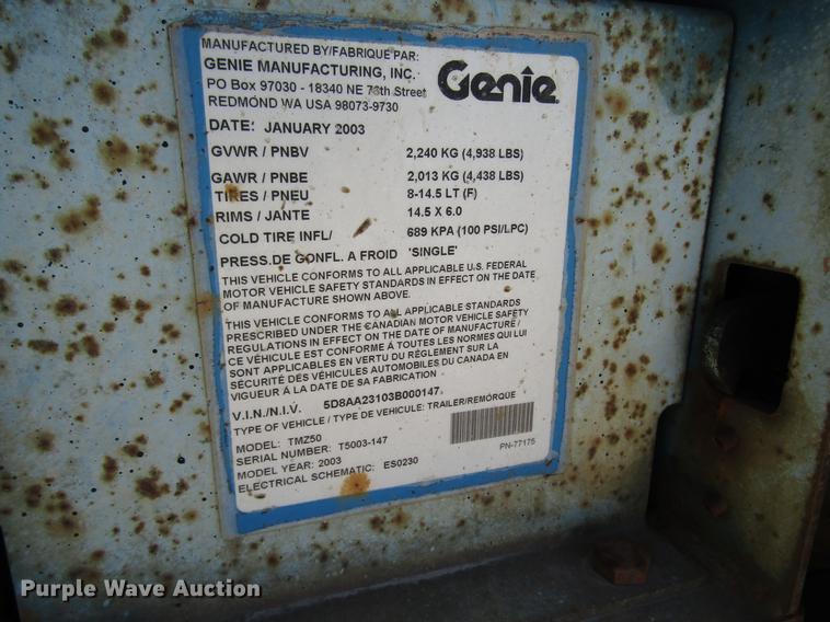 image for item DF7856 2003 Genie TMZ-50/30 boom lift