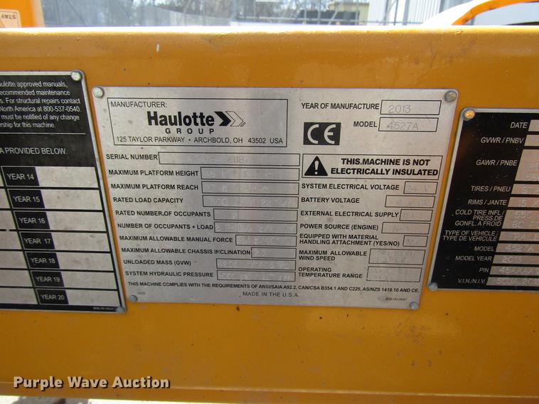 image for item DF7885 2013 Biljax 4527A boom lift