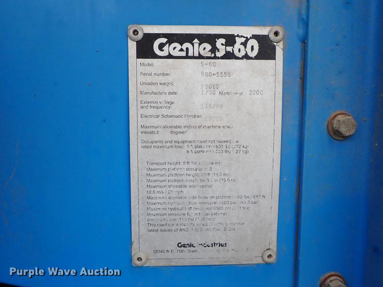 image for item DF8857 2000 Genie S60 boom lift