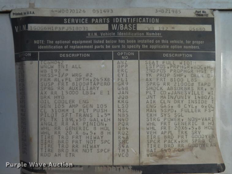 image for item DG3914 1993 GMC TopKick C5500 dump flatbed truck