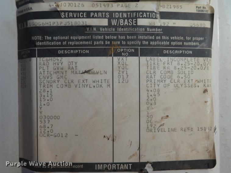 image for item DG3914 1993 GMC TopKick C5500 dump flatbed truck