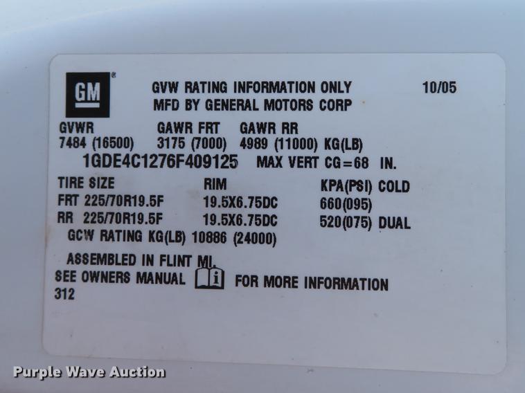 image for item DG3939 2006 GMC C4500 dump truck