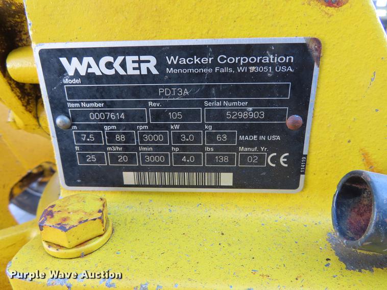 image for item DN9059 2002 Wacker PDT3A pump