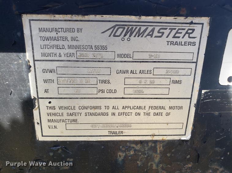 image for item EN9820 2001 Townstar T20 equipment trailer
