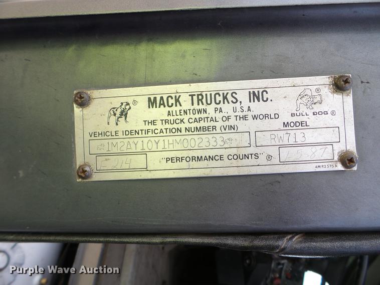 image for item EW9994 1987 Mack RW713 dump truck