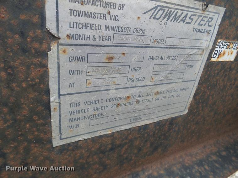 image for item EW9995 1998 Towmaster T-16DD equipment trailer