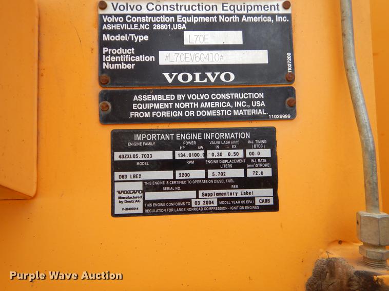 image for item EZ9844 2004 Volvo L70E wheel loader