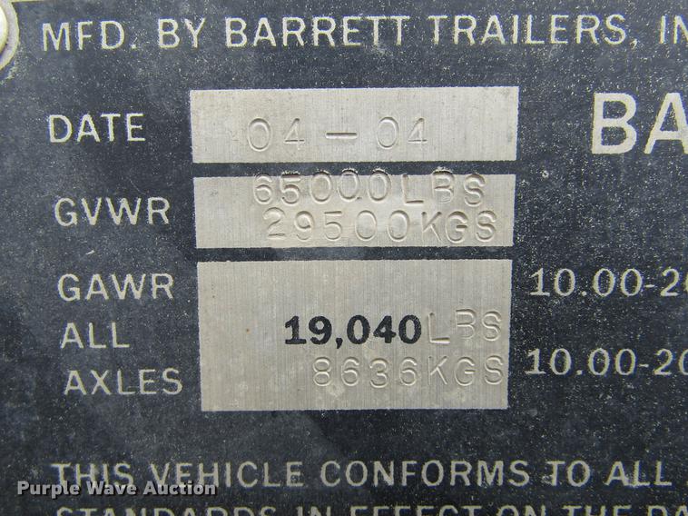 image for item DE6716 2005 Barrett livestock trailer