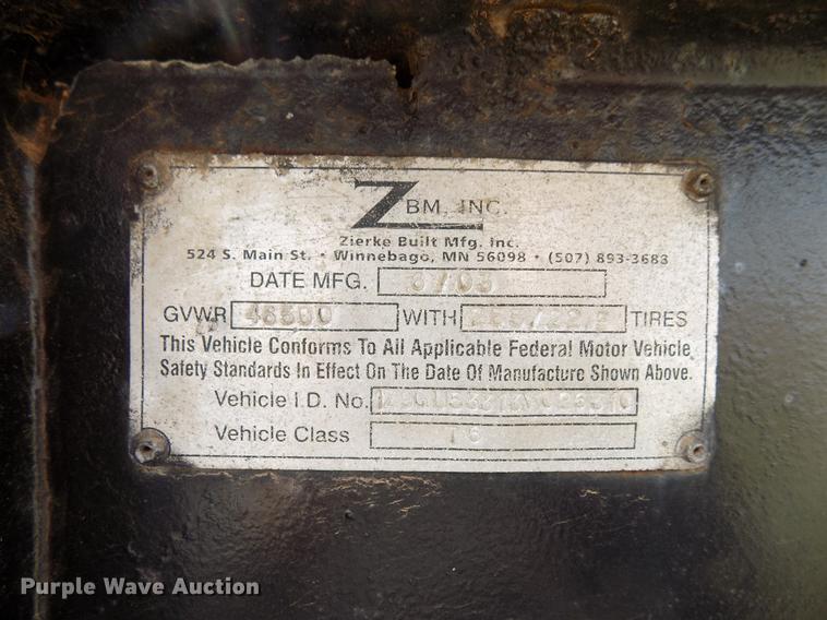 image for item DF4419 2003 Zierke combine trailer