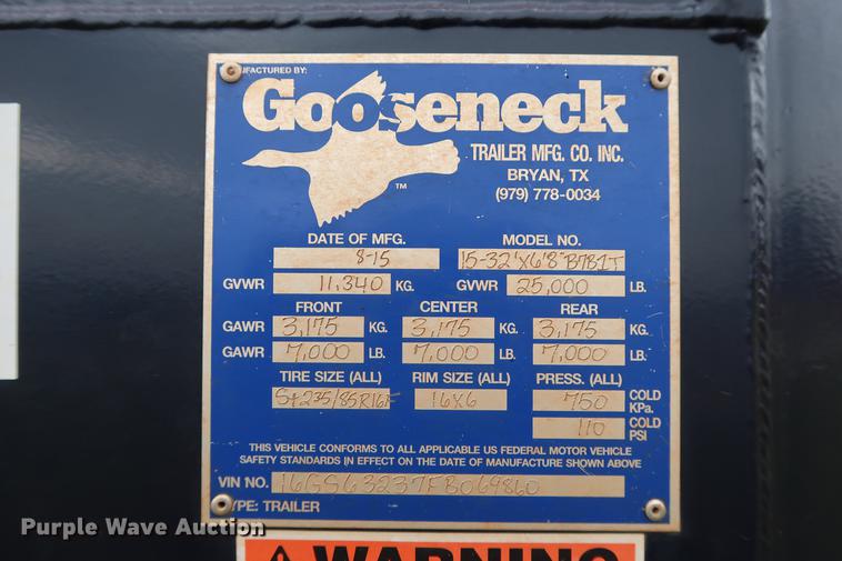 image for item DG3407 2015 Gooseneck Trailers livestock trailer