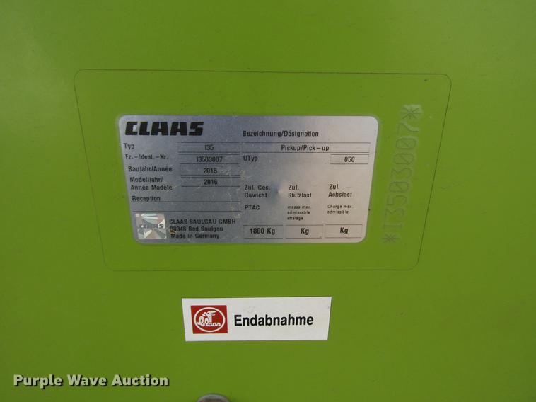 image for item FJ9653 2016 Claas 380 pickup head