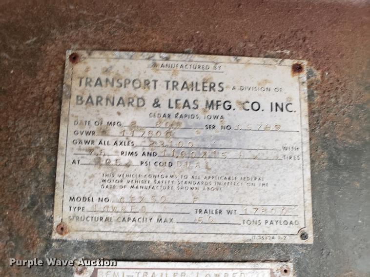 image for item DD4031 1980 Transport GTX50 lowboy equipment trailer