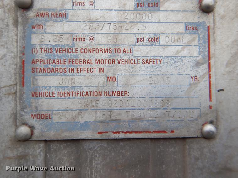 image for item DE0140 2006 Travis T102 end dump trailer