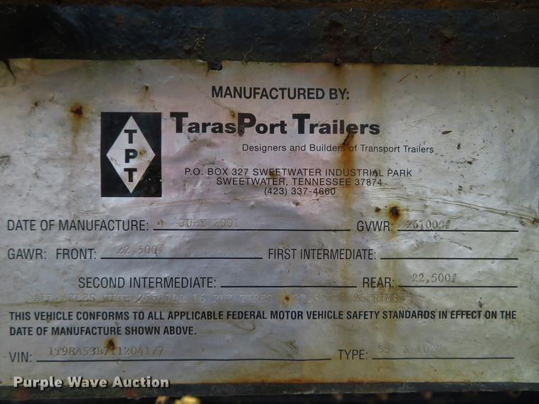 image for item DG3942 2001 Tarasport drop deck equipment trailer