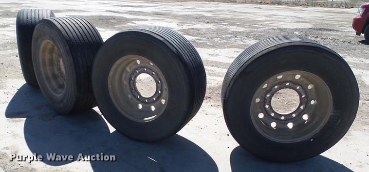 image for item EM9141 (4) 445/50R22.5 tires and wheels