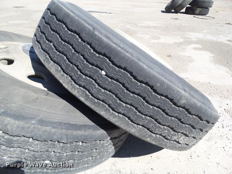 image for item EM9142 (4) 11R24.5 re-capped tires and wheels