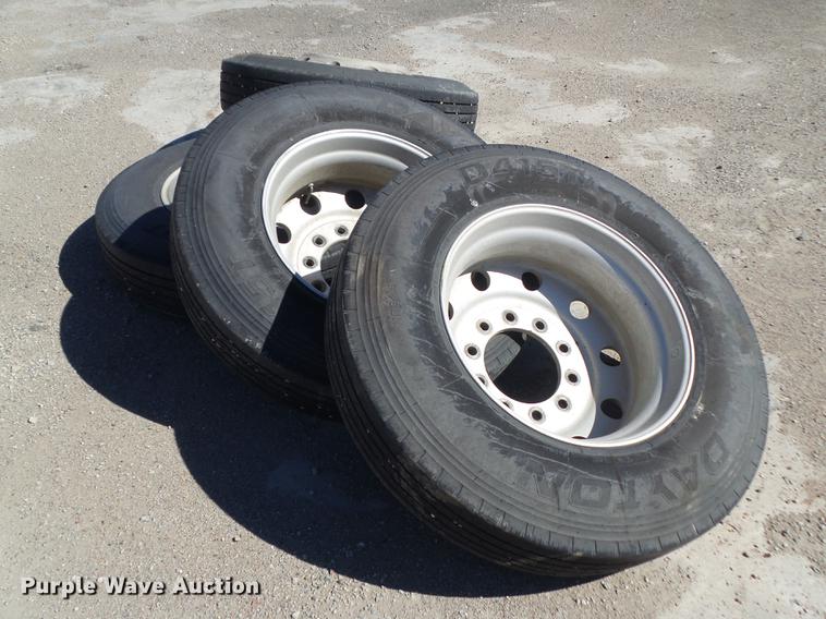 image for item EM9143 (4) Dayton 11R24.5 tires and wheels
