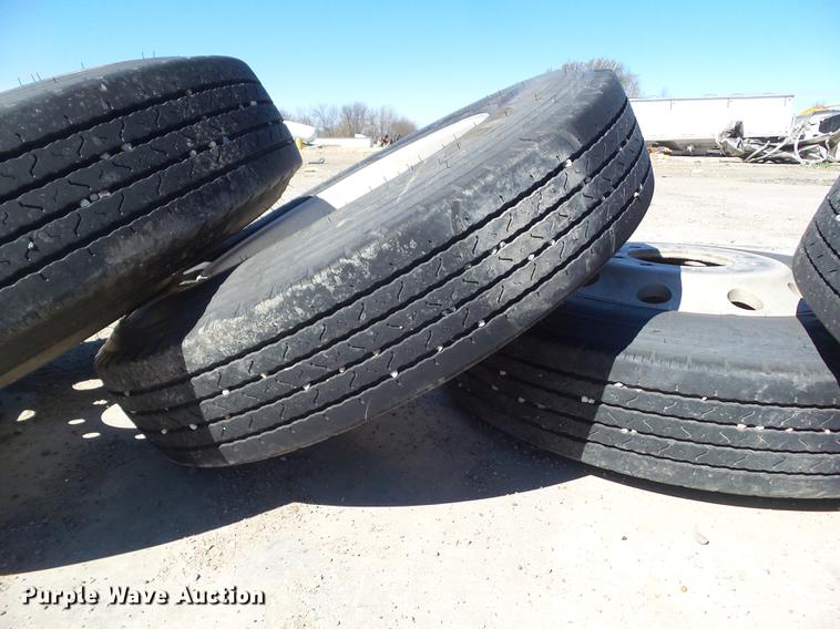 image for item EM9143 (4) Dayton 11R24.5 tires and wheels