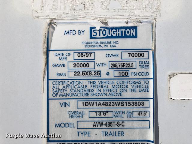 image for item G1674 1998 Stoughton dry van trailer