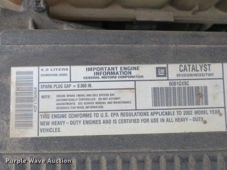 image for item DB8827 2002 Chevrolet Silverado 3500 utility bed pickup truck