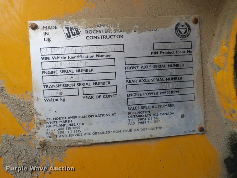image for item DB8834 2000 JCB 409B wheel loader