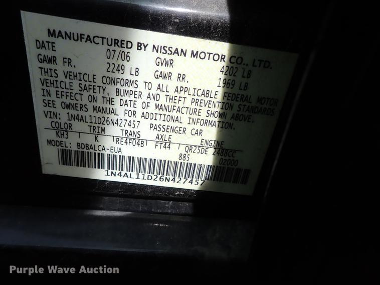 image for item DF1075 2006 Nissan Altima