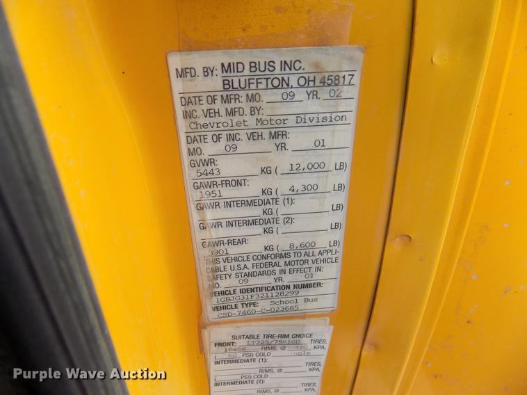 image for item DF4430 2002 Chevrolet Express G3500 school bus