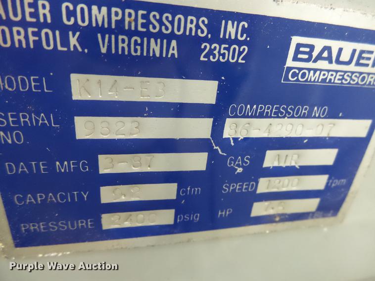 image for item DX9161 1987 Bauer N14-E3 compressor