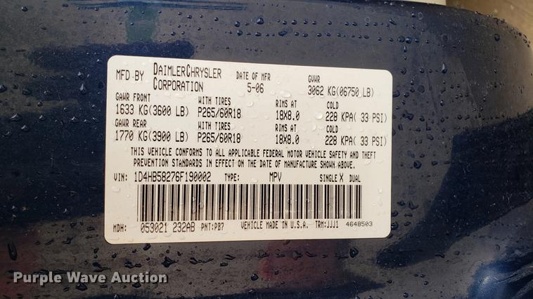 image for item EN9868 2006 Dodge Durango SUV