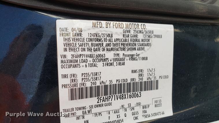 image for item EN9881 2008 Ford Crown Victoria Police Interceptor