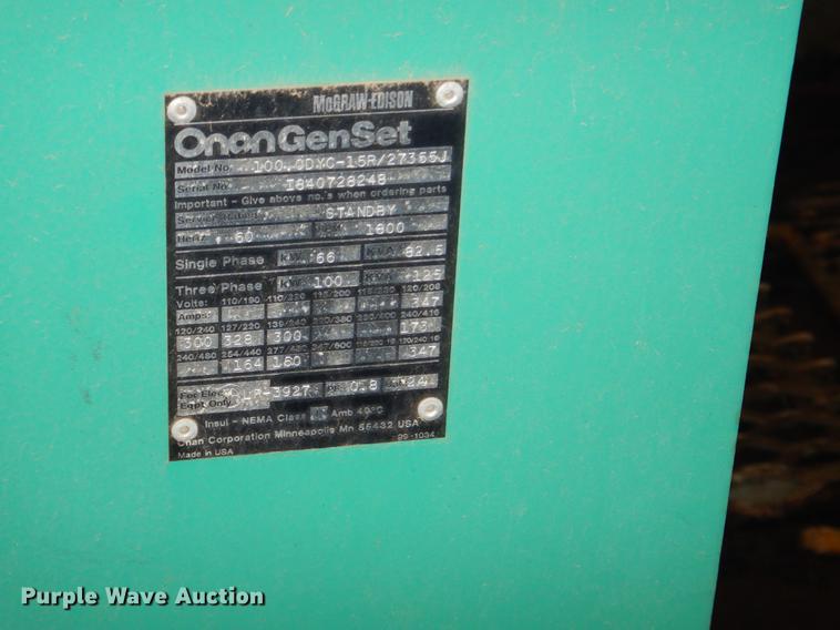 image for item EZ9767 Generac 100ODYC15R27355J generator