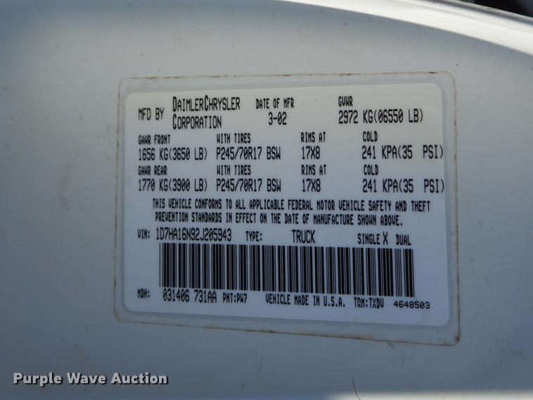 image for item EZ9963 2002 Dodge Ram 1500 pickup truck