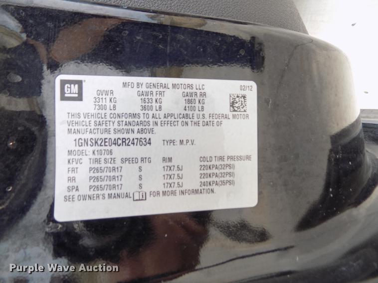 image for item FA9622 2012 Chevrolet Tahoe Police SUV