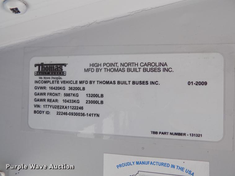 image for item FA9637 2010 Thomas Built Saf-T-Liner school bus