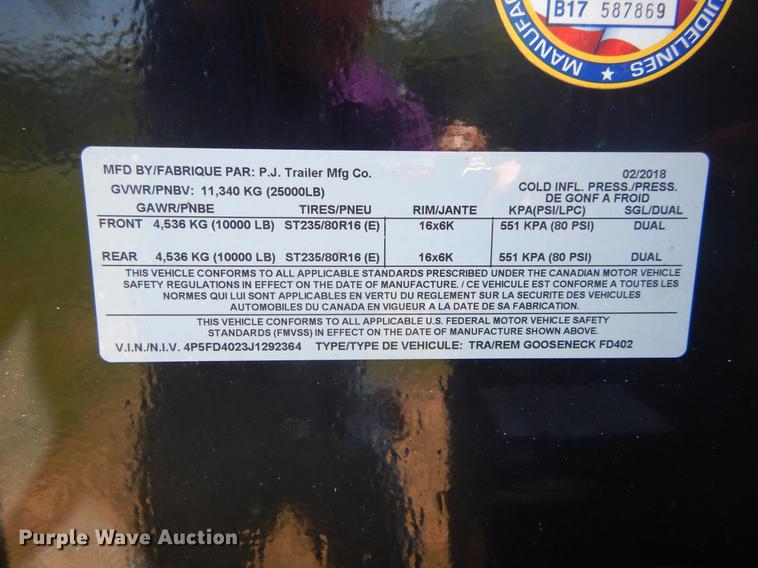 image for item DC0211 2018 PJ Trailers equipment trailer