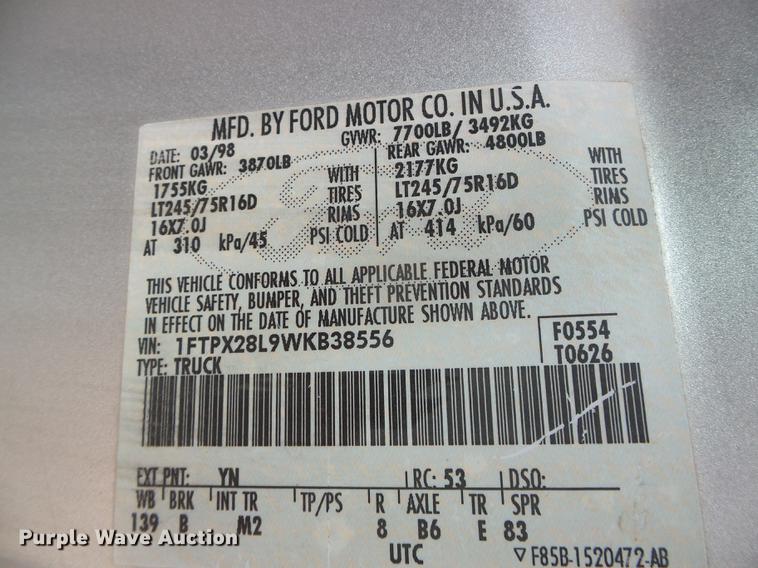 image for item DC5232 1998 Ford F250 SuperCab pickup truck