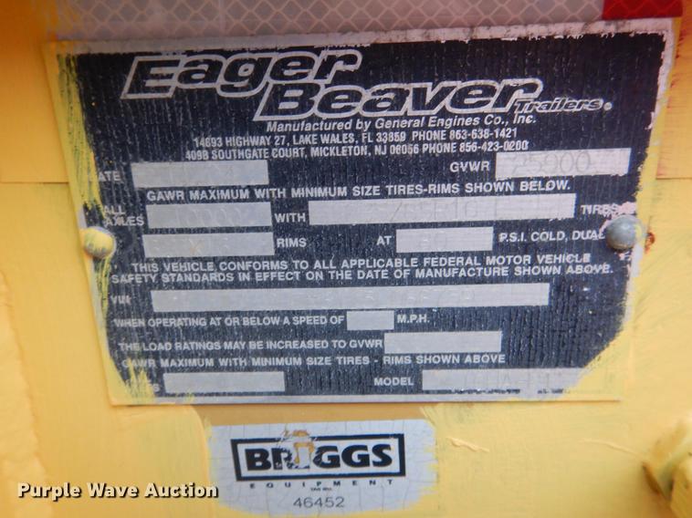 image for item DE3879 2005 Eager Beaver 10HA-P1 equipment trailer