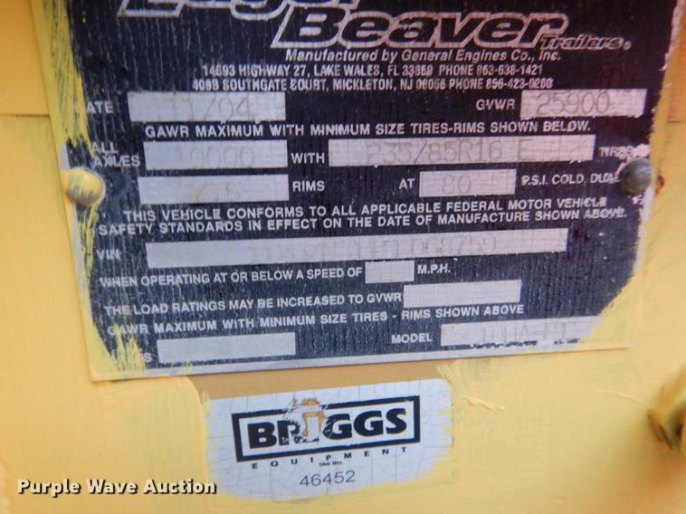 image for item DE3879 2005 Eager Beaver 10HA-P1 equipment trailer