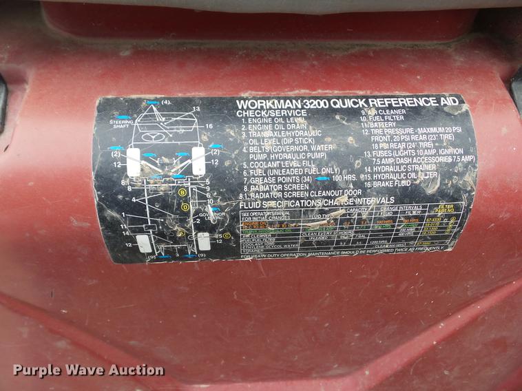 image for item DF0750 1996 Toro Workman 3200 utility vehcicle