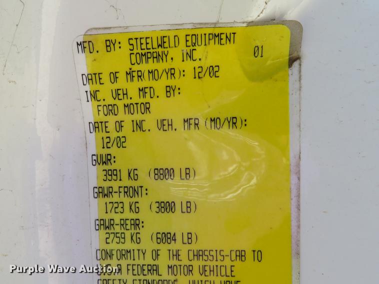 image for item DG3956 2003 Ford F250  Super Duty XL utility bed pickup truck