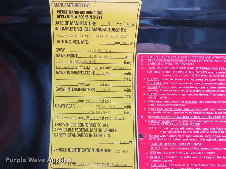 image for item DG3964 1979 Dodge Ram Power Wagon 400 Mini Attack pumper fire truck