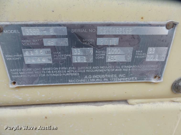 image for item DX9174 2001 JLG 3369 rough terrain scissor lift