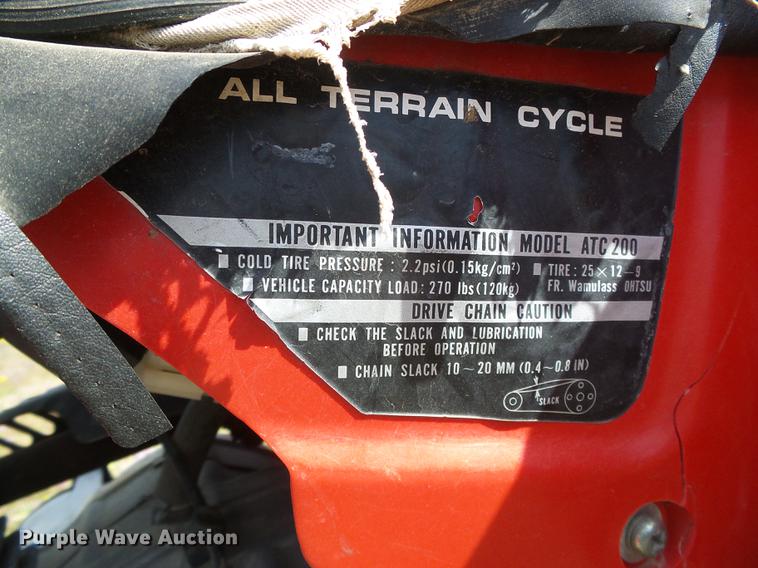 image for item EQ9025 1982 Honda ATC200ESE ATV