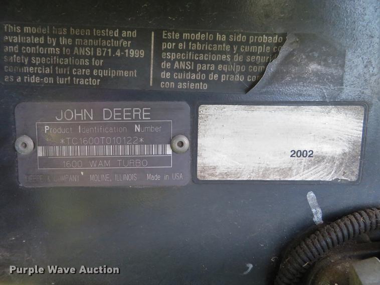 image for item EV9601 John Deere 1600 Turbo lawn mower